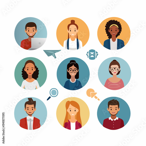 Diverse Group of People Icons.