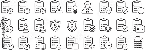 business icon clipboard team workflow organization vector symbols