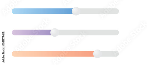 A colorful illustration of three sliders with different colored progress bars on a white background