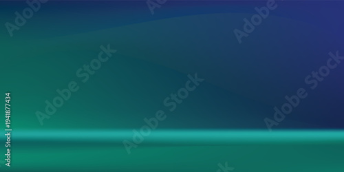 Blue-green gradient studio room, abstract background walls and floor reflect neon lights, dark tones and feel speed of digital technology connected blue-green background. Future technology.