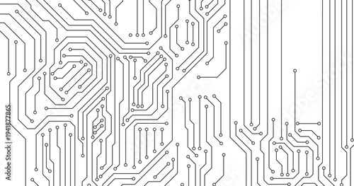 Seamless circuit board. Digital technology electrical scheme printed motherboard computer chip electronic equipment pattern vector texture. 