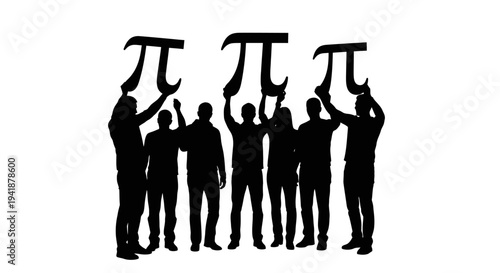 Vector illustration of people holding up pi symbols