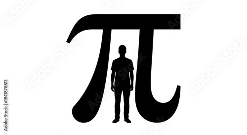 Vector illustration of pi symbol with human silhouette