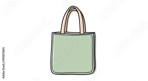 A simple green handbag with brown handles on a white background
