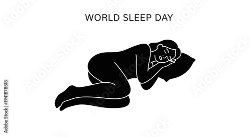 Vector illustration of a sleeping woman on World Sleep Day