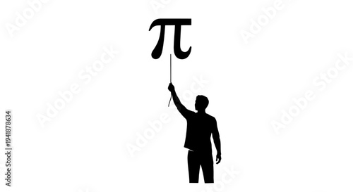 Vector illustration of man holding pi symbol