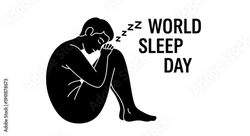 Vector illustration of a sleeping person for World Sleep Day