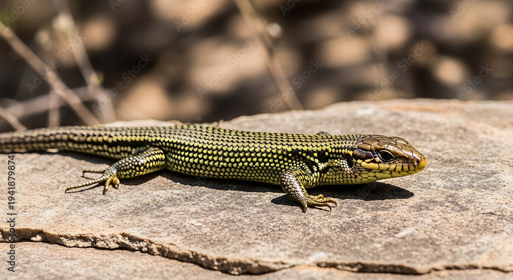 Fototapeta premium Rock skink basking on stone surface