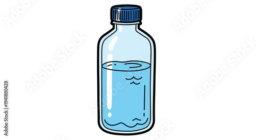 A clear plastic bottle filled with water and capped tightly