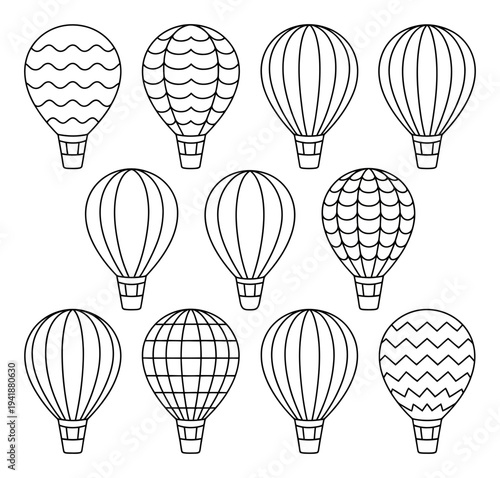 Collection of Diverse Hot Air Balloon Outline