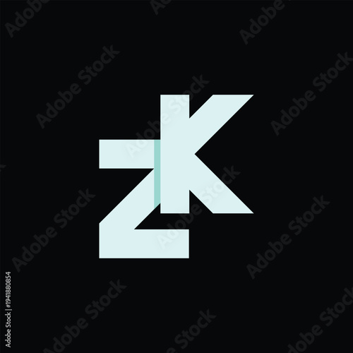 Alphabet Monogram ZK KZ Letter Logo for Branding Solutions