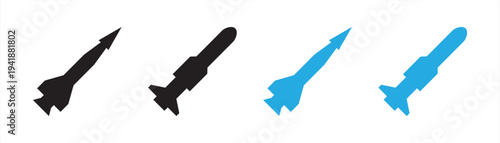 Missile Rocket Launch Military Weapon Icon Set