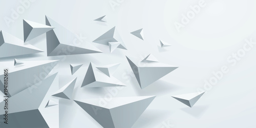 Abstract white geometric shapes background. Modern minimal geometric design. Simple shape elements. Suit for poster, banner, brochure, booklet, cover, website, flyer. Vector