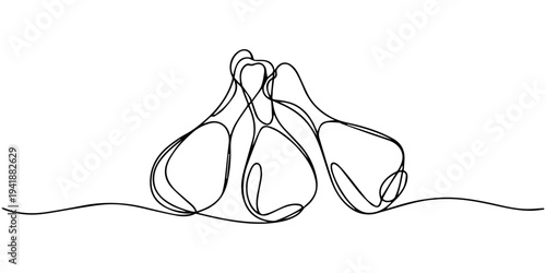 Continuous line drawing of three musical notes vector