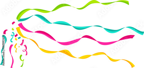 Colorful Streamer Ribbon Element for Party and Festival Layouts