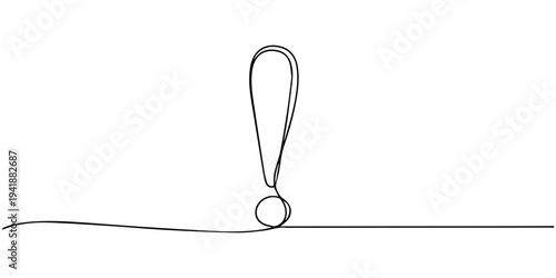 continuous one line drawing Vector exclamation mark icon