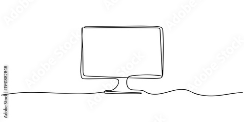 continuous one line drawing Vector line art computer monitor icon