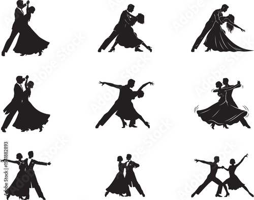 Ballroom Dance Couple Elegant Pose Silhouette