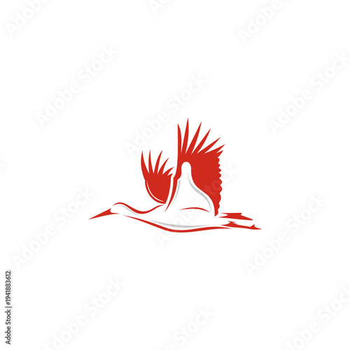 Stork brings icon silhouette. Vector logo of a stork in flight. Illustration side view, suitable for your design need, logo, illustration, animation, etc.