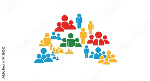 Diverse Group of People in a Colorful Crowd Illustration.