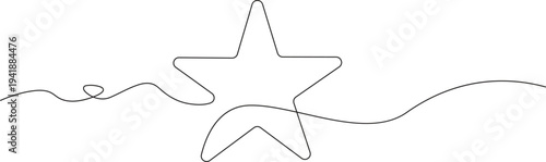 Minimalist illustration of a star created using a single continuous line drawing style. One line art star vector illustration One line Drawing or illustration of a star, Hand drawn stars continuous on