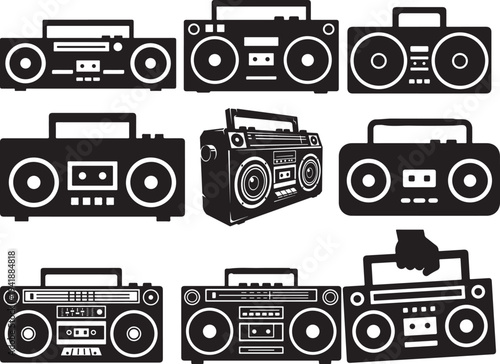 Retro Portable Boombox Stereo Silhouette