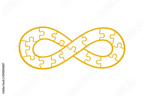 Yellow puzzle pieces forming an infinity symbol  Autism awareness clipart design