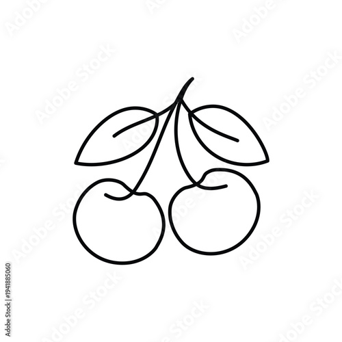 Cherry Line Icon. Simple Berry Fruit Symbol. Cherry Outline Vector