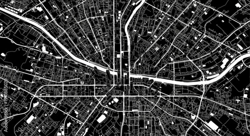 Aerial View of a City with Intricate Road Networks.