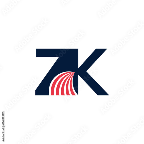 Minimalist Alphabet Letters Initial Monogram ZK  KZ Logo