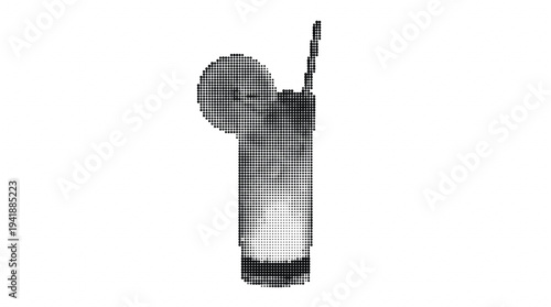 Person giving thumbs up sign illustration made from small dots in a minimalist style on a white background