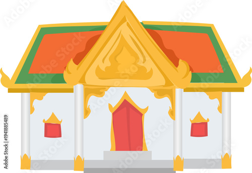 Thai Temple Pavilion Icon for Songkran Festival Design