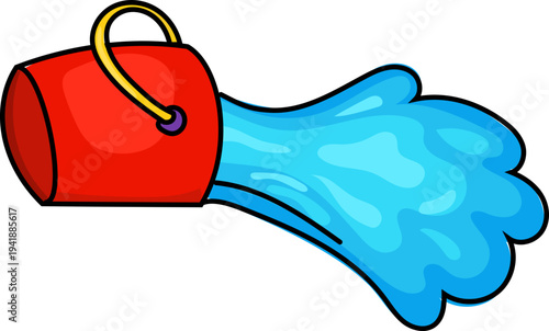 Red Pail Water Splash for Songkran Design