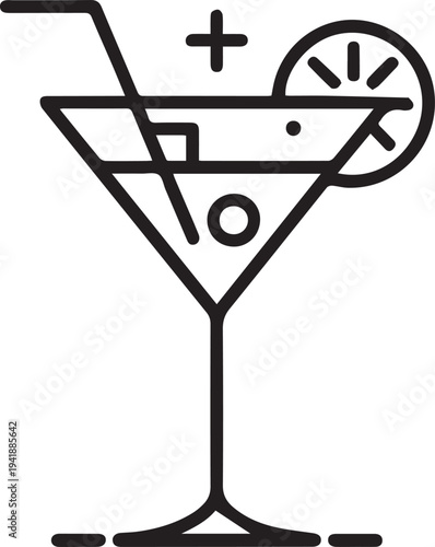 minimalist Cocktail Drink outline Icon
