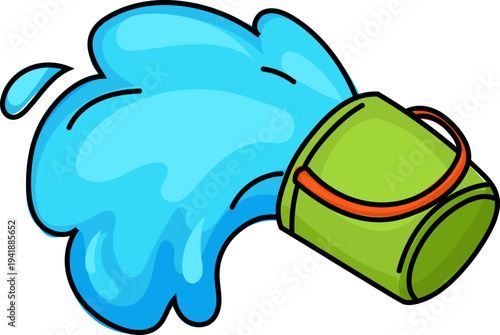 Green Bucket Splash for Playful Water Festival Art