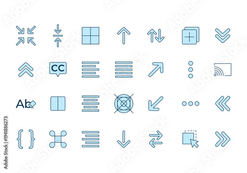 Blue Text Formatting Toolbar Icons With Document Editing Alignment And Typography Tools