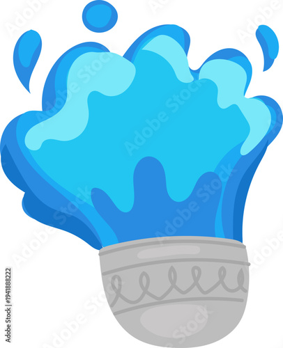 Large Blue Water Splash from Bowl Isolated Graphic Element