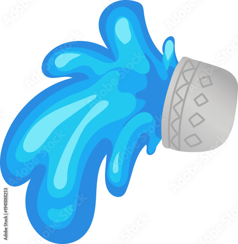 Rounded Blue Water Spray from Bowl Isolated Graphic Asset
