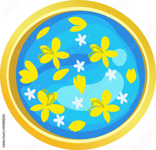 Blue Floral Water Bowl Element for Festive Holiday Design