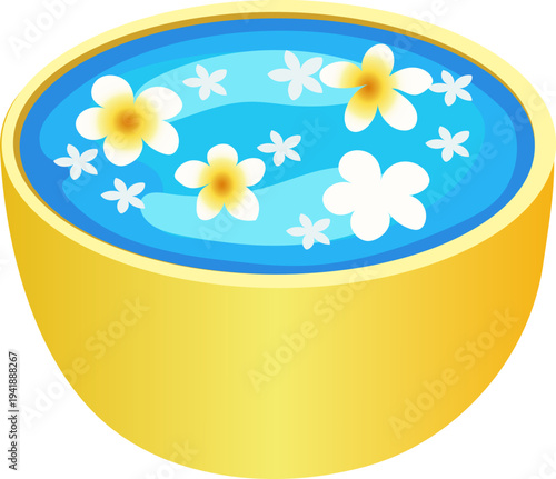 Gold Water Bowl with White Floral Floating Decoration