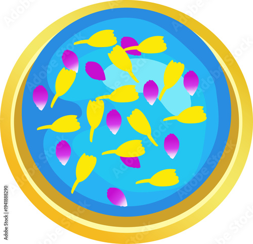 Round Confetti Water Bowl Clipart for Celebration Design