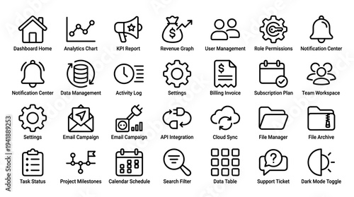 Set of business management icons vector