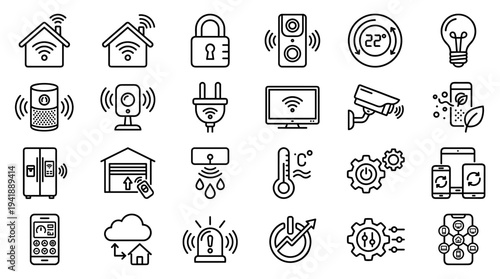 Set of  smart home and technology icons vector