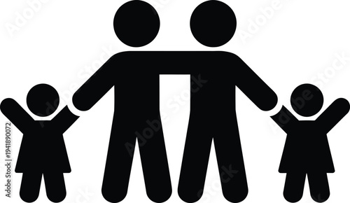 A simple illustration of a family holding hands together in unity.