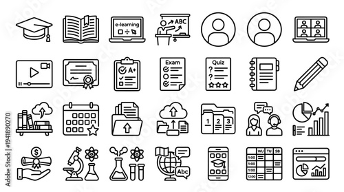 Set of education and business icons vector