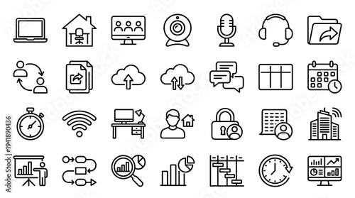 Set of business and technology icons vector