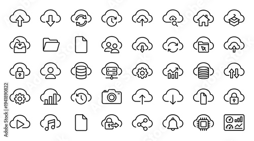 Set of cloud computing icons vector