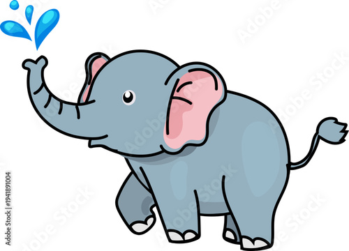 Little Elephant Splash Cartoon Festival Clipart