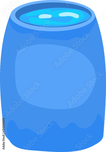 Blue Water Barrel Cartoon Container Clipart