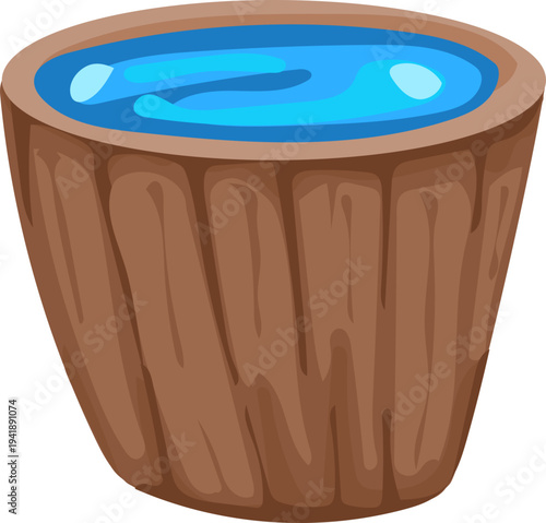 Wooden Water Tub Cartoon Songkran Container